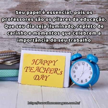 Seu papel é essencial, pois os professores são os pilares da educação. Que seu dia seja iluminado, repleto de carinho e momentos que celebrem a importância do seu trabalho. Seu papel é essencial, pois os professores são os pilares da educação. Que seu dia seja iluminado, repleto de carinho e momentos que celebrem a importância do seu trabalho.