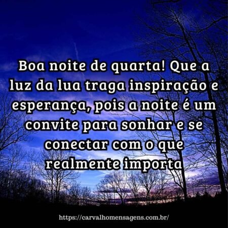 Boa noite de quarta! Que a luz da lua traga inspiração e esperança, pois a noite é um convite para sonhar e se conectar com o que realmente importa. Boa noite de quarta! Que a luz da lua traga inspiração e esperança, pois a noite é um convite para sonhar e se conectar com o que realmente importa.