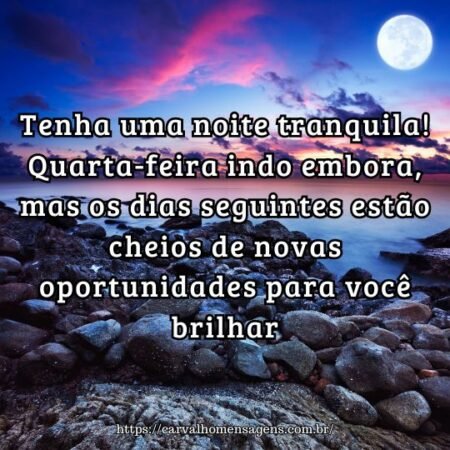 Tenha uma noite tranquila! Quarta-feira indo embora, mas os dias seguintes estão cheios de novas oportunidades para você brilhar. Tenha uma noite tranquila! Quarta-feira indo embora, mas os dias seguintes estão cheios de novas oportunidades para você brilhar.