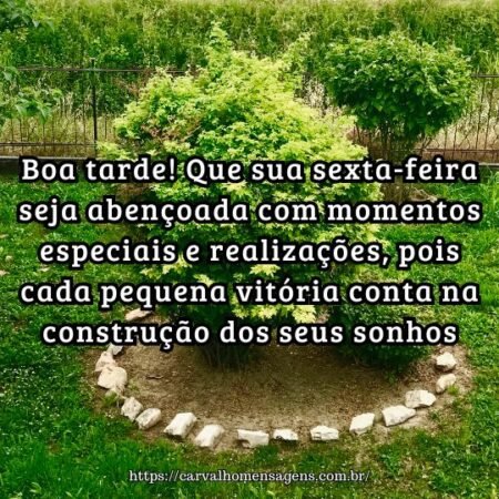 Boa tarde! Que sua sexta-feira seja abençoada com momentos especiais e realizações, pois cada pequena vitória conta na construção dos seus sonhos. Boa tarde! Que sua sexta-feira seja abençoada com momentos especiais e realizações, pois cada pequena vitória conta na construção dos seus sonhos.