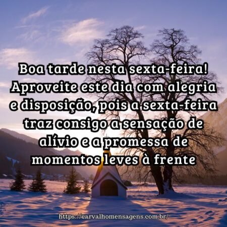 Boa tarde nesta sexta-feira! Aproveite este dia com alegria e disposição, pois a sexta-feira traz consigo a sensação de alívio e a promessa de momentos leves à frente. Boa tarde nesta sexta-feira! Aproveite este dia com alegria e disposição, pois a sexta-feira traz consigo a sensação de alívio e a promessa de momentos leves à frente.