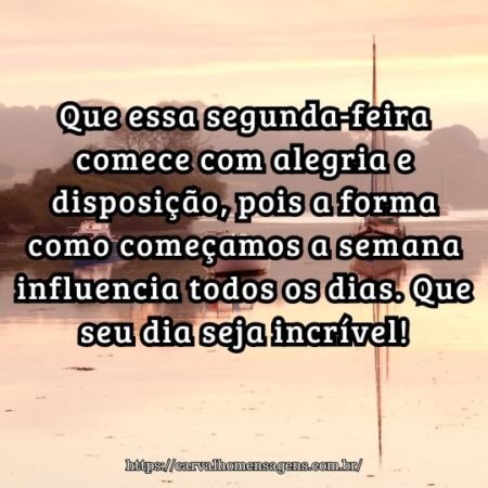 Que essa segunda-feira comece com alegria e disposição, pois a forma como começamos a semana influencia todos os dias. Que seu dia seja incrível! Que essa segunda-feira comece com alegria e disposição, pois a forma como começamos a semana influencia todos os dias. Que seu dia seja incrível!