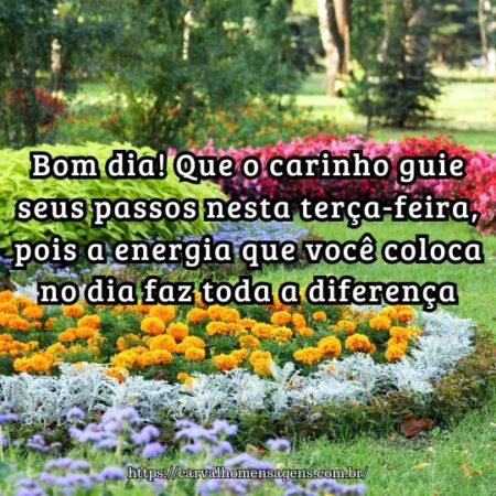 Bom dia! Que o carinho guie seus passos nesta terça-feira, pois a energia que você coloca no dia faz toda a diferença. Bom dia! Que o carinho guie seus passos nesta terça-feira, pois a energia que você coloca no dia faz toda a diferença.