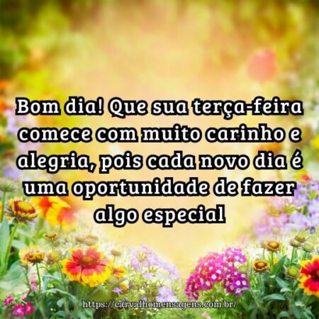 Bom dia! Que sua terça-feira comece com muito carinho e alegria, pois cada novo dia é uma oportunidade de fazer algo especial. Bom dia! Que sua terça-feira comece com muito carinho e alegria, pois cada novo dia é uma oportunidade de fazer algo especial.