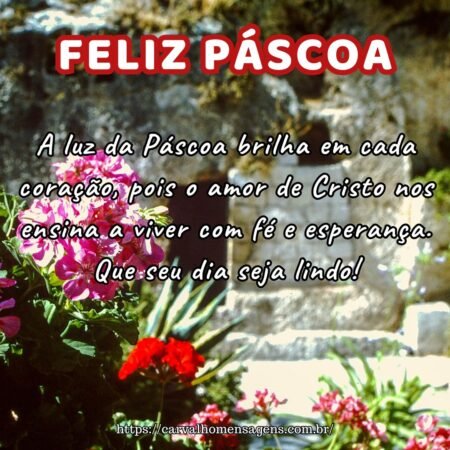 A luz da Páscoa brilha em cada coração, pois o amor de Cristo nos ensina a viver com fé e esperança. Que seu dia seja lindo! A luz da Páscoa brilha em cada coração, pois o amor de Cristo nos ensina a viver com fé e esperança. Que seu dia seja lindo!