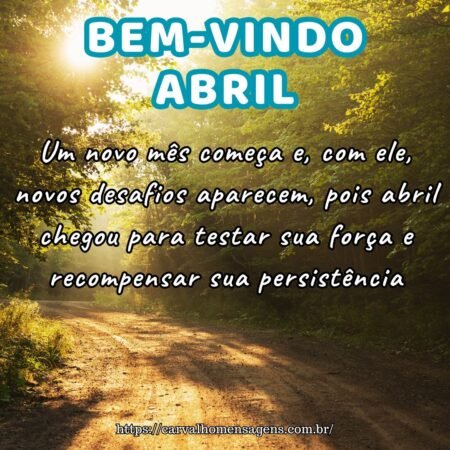 Um novo mês começa e, com ele, novos desafios aparecem, pois abril chegou para testar sua força e recompensar sua persistência. Um novo mês começa e, com ele, novos desafios aparecem, pois abril chegou para testar sua força e recompensar sua persistência.