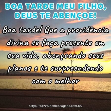Boa tarde! Que a providência divina se faça presente em sua vida, abençoando seus planos e te surpreendendo com o melhor. Boa tarde! Que a providência divina se faça presente em sua vida, abençoando seus planos e te surpreendendo com o melhor.