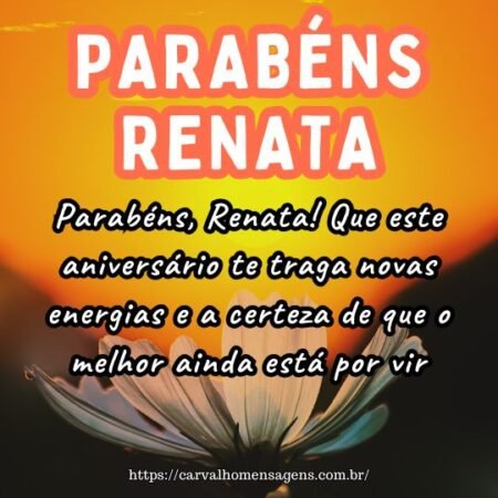 Parabéns, Renata! Que este aniversário te traga novas energias e a certeza de que o melhor ainda está por vir. Parabéns, Renata! Que este aniversário te traga novas energias e a certeza de que o melhor ainda está por vir.