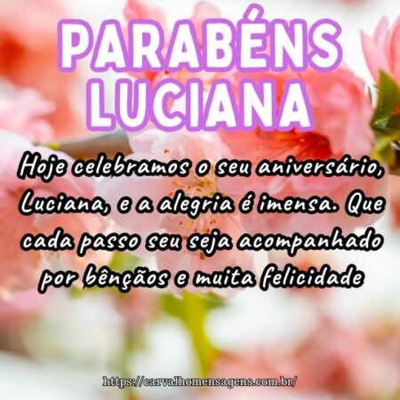 Hoje celebramos o seu aniversário, Luciana, e a alegria é imensa. Que cada passo seu seja acompanhado por bênçãos e muita felicidade. Hoje celebramos o seu aniversário, Luciana, e a alegria é imensa. Que cada passo seu seja acompanhado por bênçãos e muita felicidade.