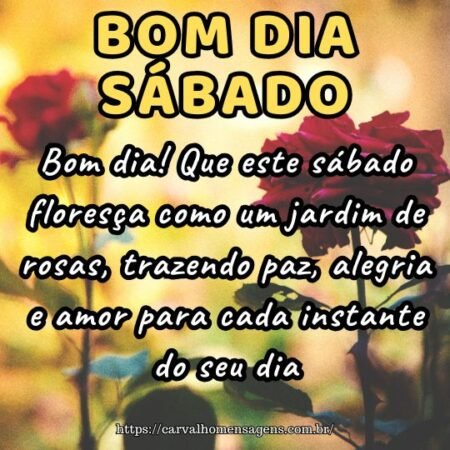 Bom dia! Que este sábado floresça como um jardim de rosas, trazendo paz, alegria e amor para cada instante do seu dia.