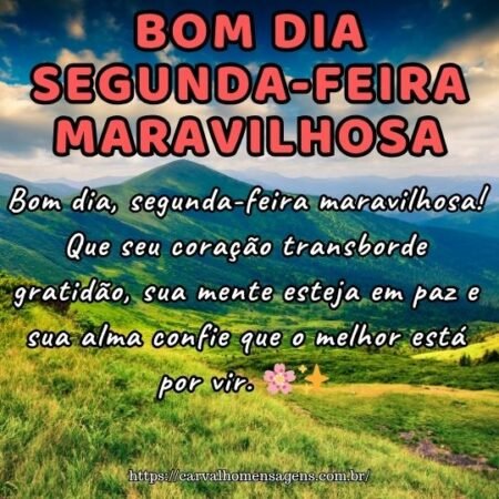 Bom dia, segunda-feira maravilhosa! Que seu coração transborde gratidão, sua mente esteja em paz e sua alma confie que o melhor está por vir. 🌸✨ Bom dia, segunda-feira maravilhosa! Que seu coração transborde gratidão, sua mente esteja em paz e sua alma confie que o melhor está por vir. 🌸✨