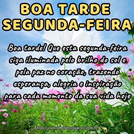 Boa tarde! Que esta segunda-feira siga iluminada pelo brilho do sol e pela paz no coração, trazendo esperança, alegria e inspiração para cada momento da sua vida hoje.