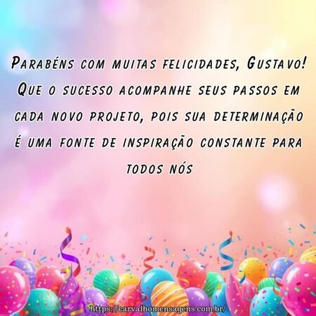 Parabéns com muitas felicidades, Gustavo! Que o sucesso acompanhe seus passos em cada novo projeto, pois sua determinação é uma fonte de inspiração constante para todos nós